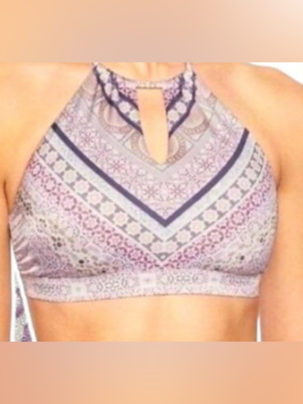 Athelta Aqualux Geometric Print Keyhole Bikini Top
